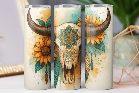 Boho Floral Tumbler Skinny PNG Wrap: Graphics Freebie