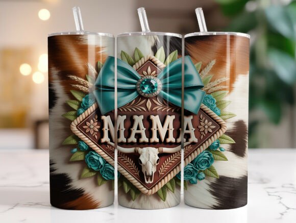Boho Western Mama Skinny Tumbler Wrap Graphics for Real Publishing