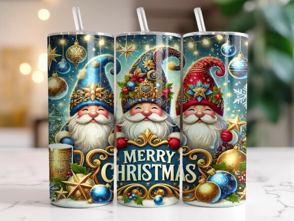 Christmas Gnomes Star Tumbler Wrap PNG Graphics