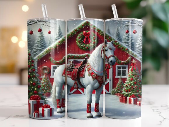 Christmas White Horse Red Snow Tumbler: Graphics & Tumbler Wraps Review