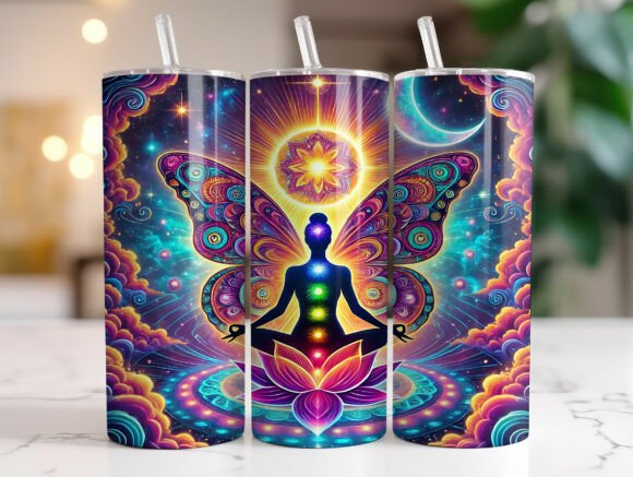Colorful Yoga Lady Tumbler Wrap Graphics
