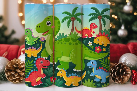 Cute Dinosaur Tumbler Wrap Graphics for Branding