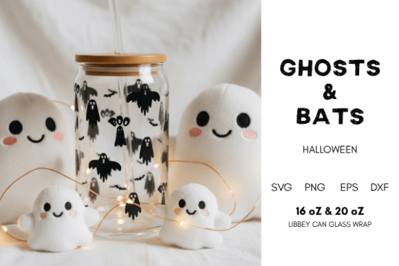 Ghosts Bats Libbey Can Glass Wrap: Tumbler Wraps Graphics