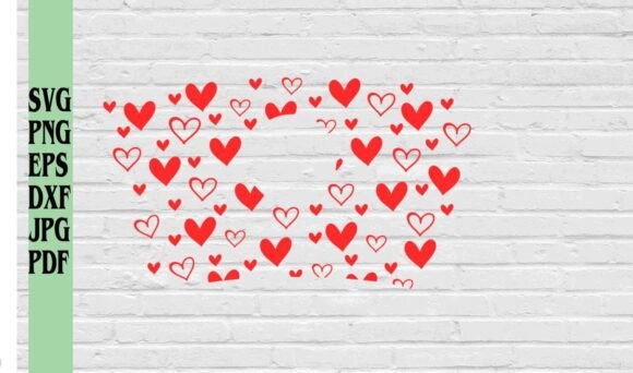Hearts Pattern Cup Wrap for Valentine's Crafts & Graphics