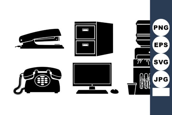 Office Essentials Vector Icons for Graphics & Crafts
