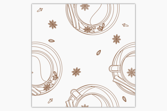 Outline Top View Masala Chai Pattern for Graphics