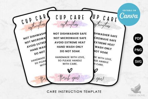Printable Cup Care Instruction Card: Graphics & Print Templates Review