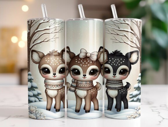 Reindeer Christmas 20 Oz Tumbler Wrap Graphics