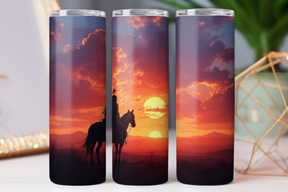 Sunset Native American Tumbler Wrap: Graphics & Tumbler Wraps