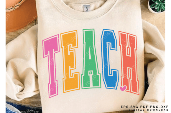 Teacher Varsity Letters SVG PNG: Graphics & T-Shirt Designs