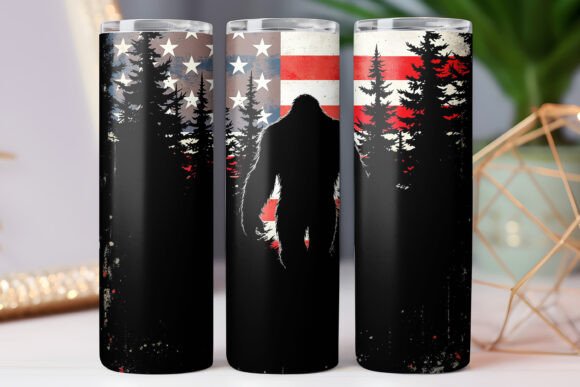 Us Flag Bigfoot Tumbler Wrap Skinny 20oz