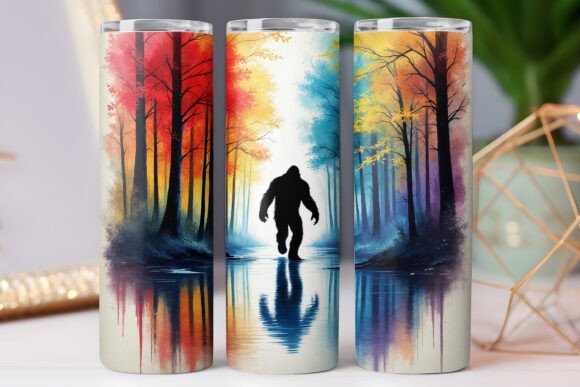Watercolor Bigfoot Tumbler Wrap Skinny for Graphics and Tumbler Wraps