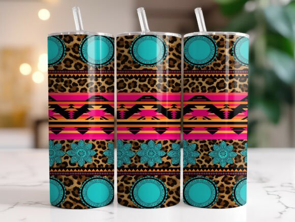 Western Leopard Aztec Tumbler PNG Design Review: Graphics & Tumbler Wraps