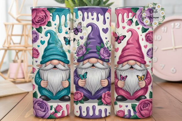 Whimsical Gnome Garden 20oz Tumbler Wrap Graphics